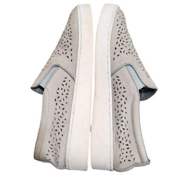 Vionic Kani Gray Suede Comfort Laser Cut Slip On Loafer Shoes Flat Size 7 - Picture 4 of 6